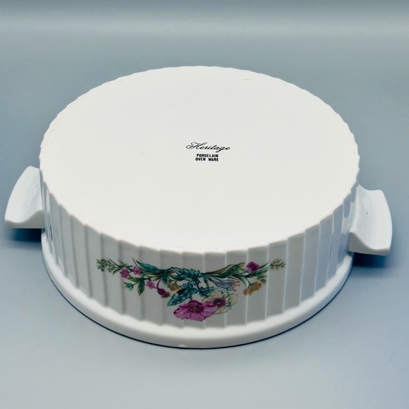 Heritage Porcelain Ovenware Floral Design Video Covered Casserole Dish - Picture 8 of 12